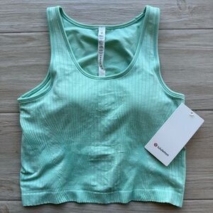 Lululemon Ebb to Street Cropped Tank Top Rib Map Wild Mint Ice Green 10